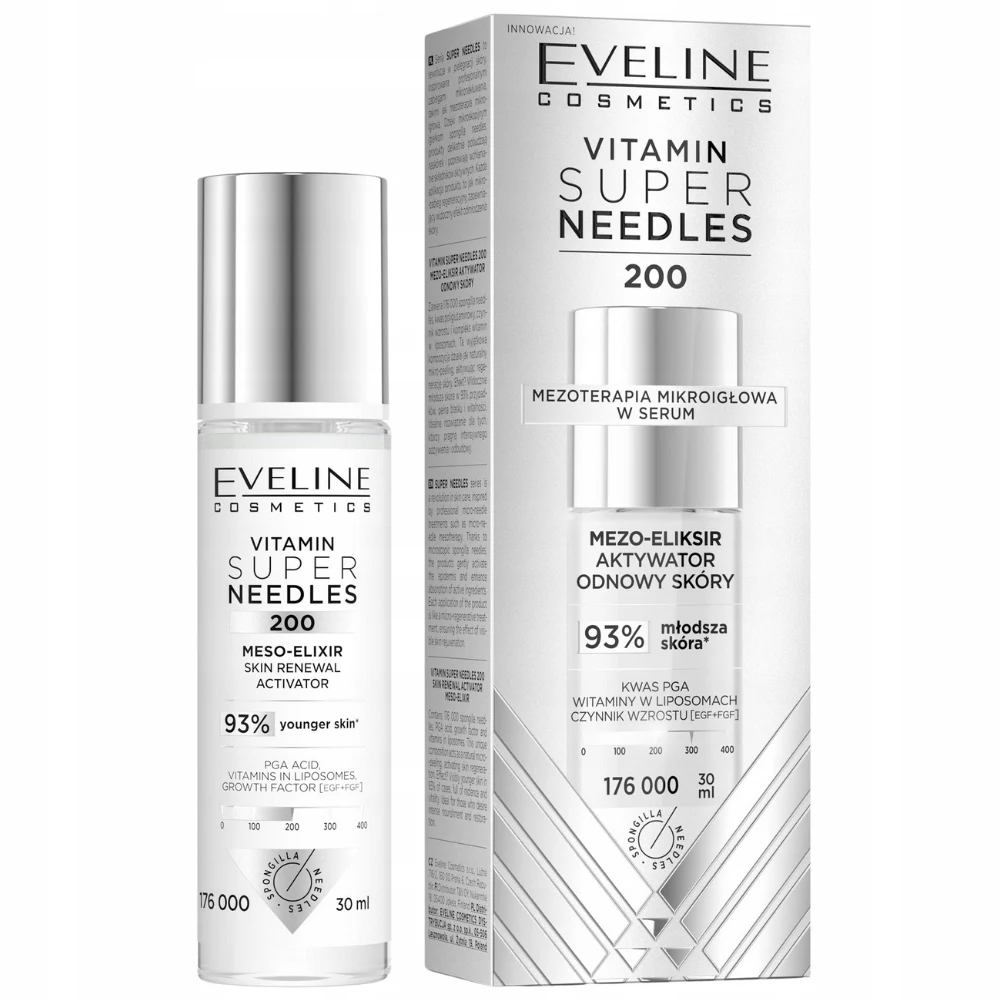 Eveline Super Needles Suero vitamínico para activador de renovación de la piel facial 30 ml