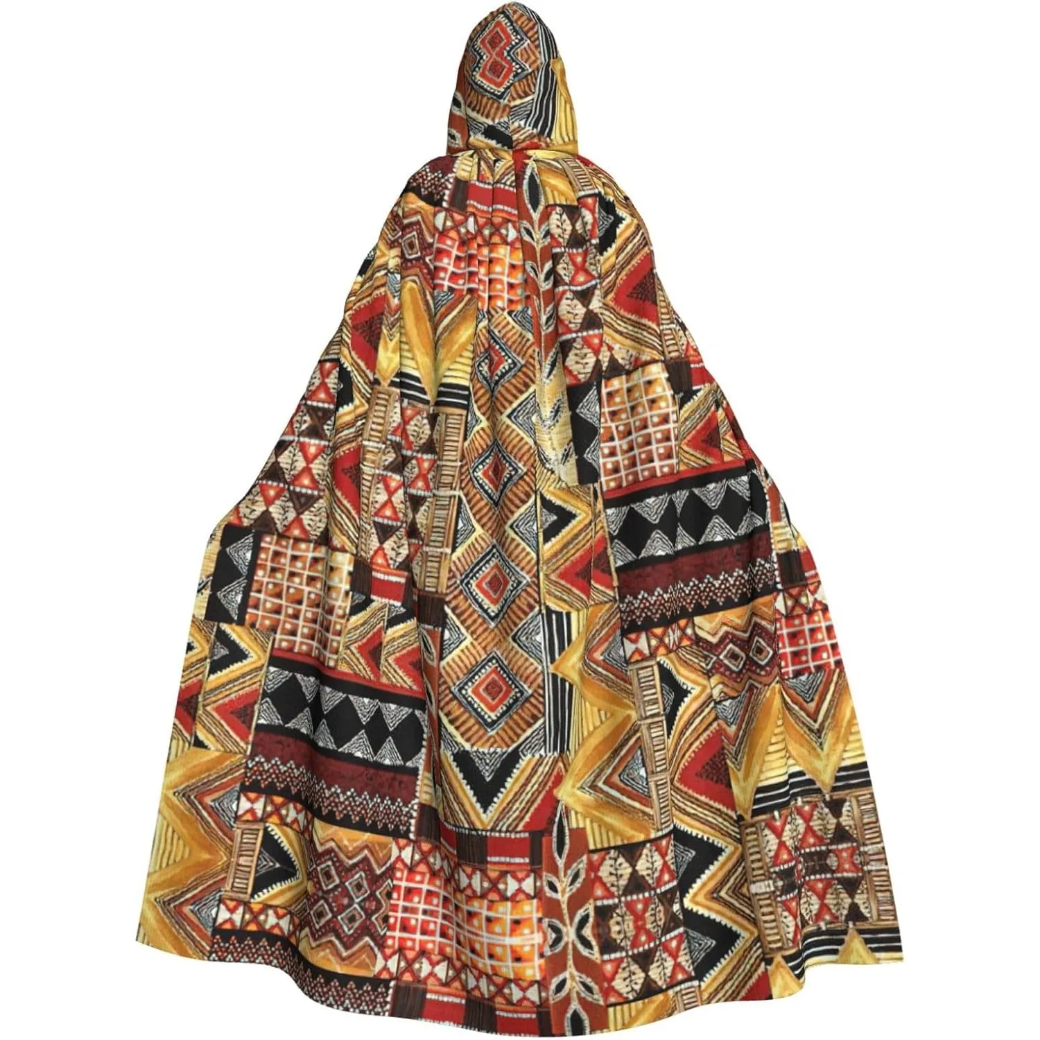 African Textile Patchwork print Adult Hooded Cape Carnival Festival Cape Cosplay Robe Costume party Gothic Carnival