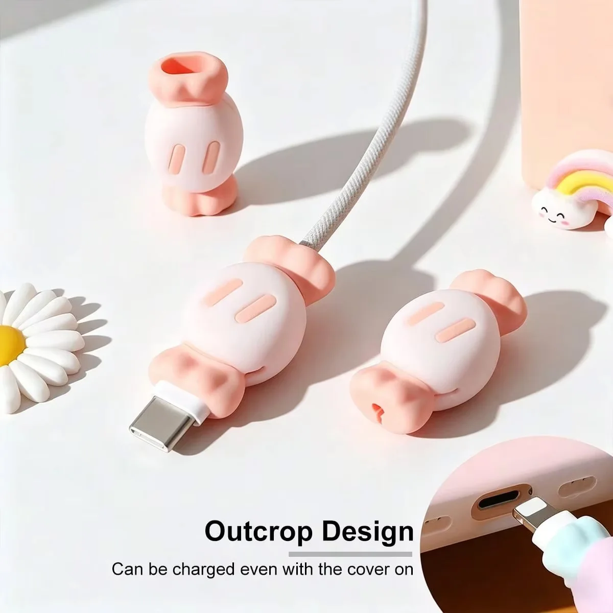Pair Silicone Candy Charger Cable Protector Mobile Phone Charging Cord Saver Non-Slip Universal Data Wire End Protection Wrap