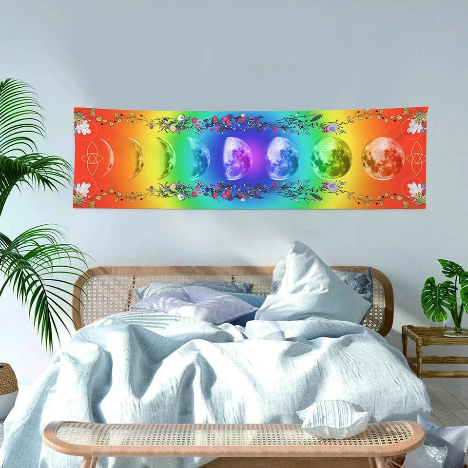 Spiritual Moon Phase Diamond Painting Tassel Rainbow Chakra Hippie Bohemian cloth drop shipping home decorative art FF676