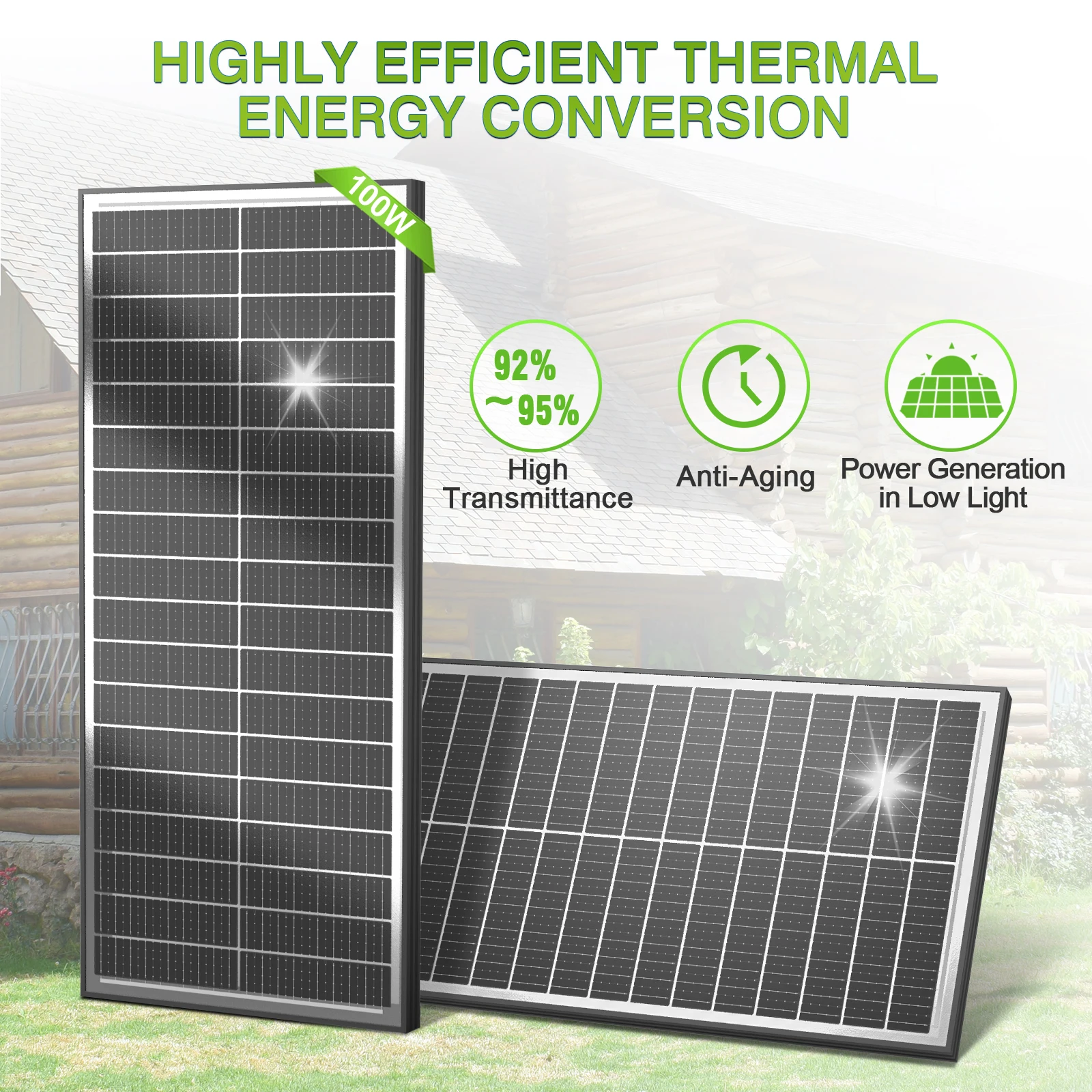 

WERCHTAY 12V 200W Rigid Solar Panel 18BB N-Type Solar Cells Monocrystalline Silicon Waterproof Solar Panel Camping/Home/RV