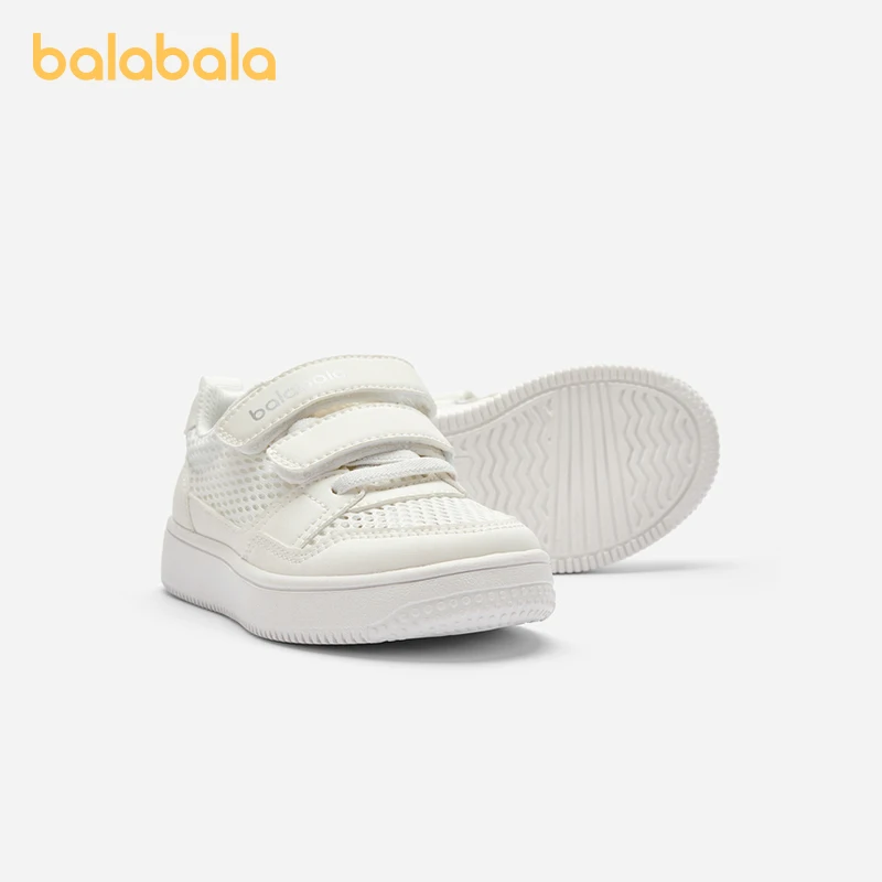 Balabala Mesh Sneakers Boys  Girls Shoes Large Breathable Mesh 2024 New Summer Versatile White Shoes