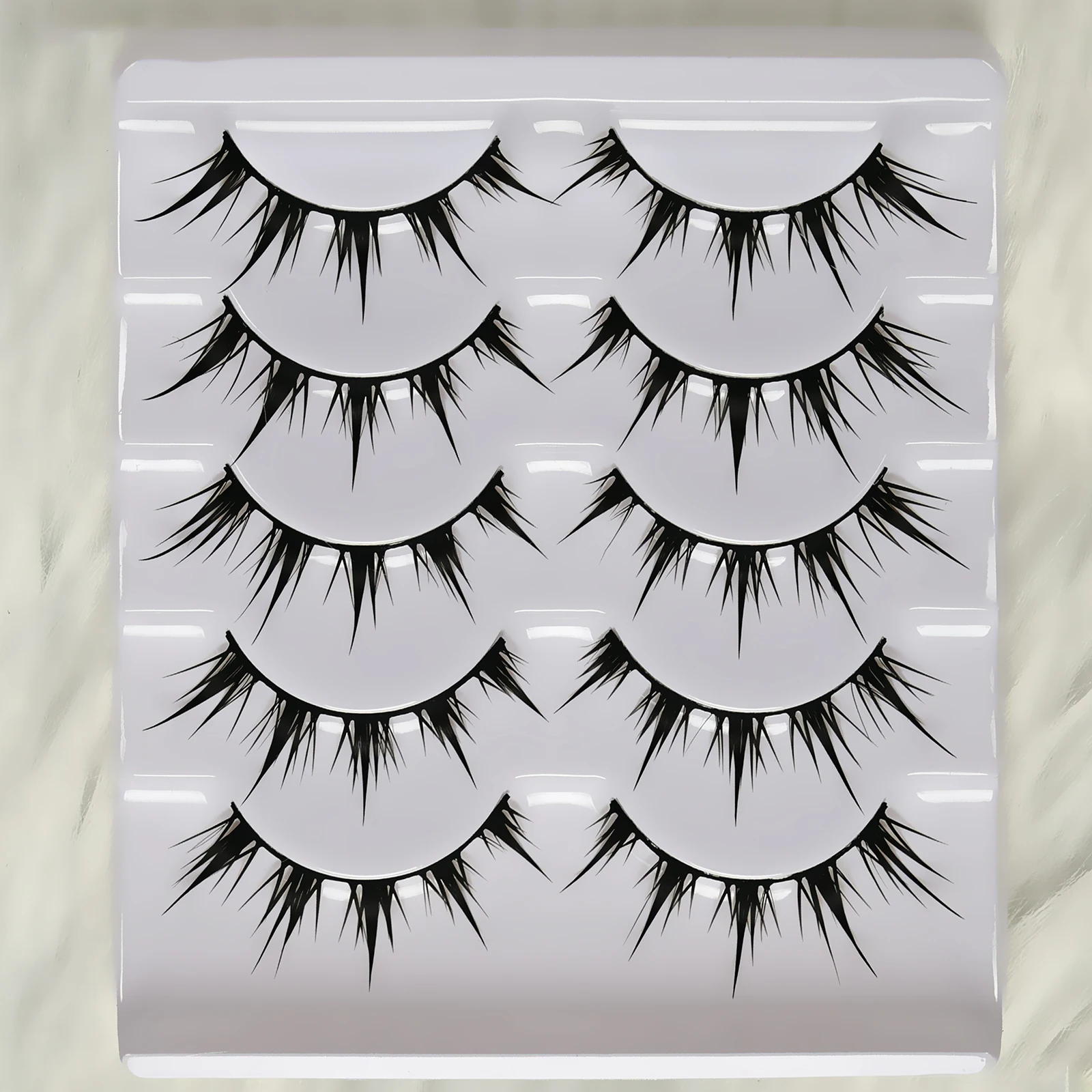 Anime Demon False Eyelashes 5 Pairs - Dramatic Cartoon Eye Faux Lashes Volumizing Lengthening Cosplay Makeup
