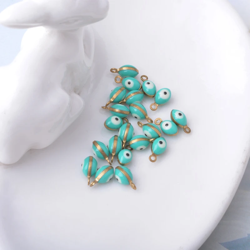 30 Stück doppelseitige Böses-Auge-Anhänger aus Kupfer mit Emaille, Mini-Anhänger für Armbänder, Halsketten, Ohrringe, Accessoires – Detail 10