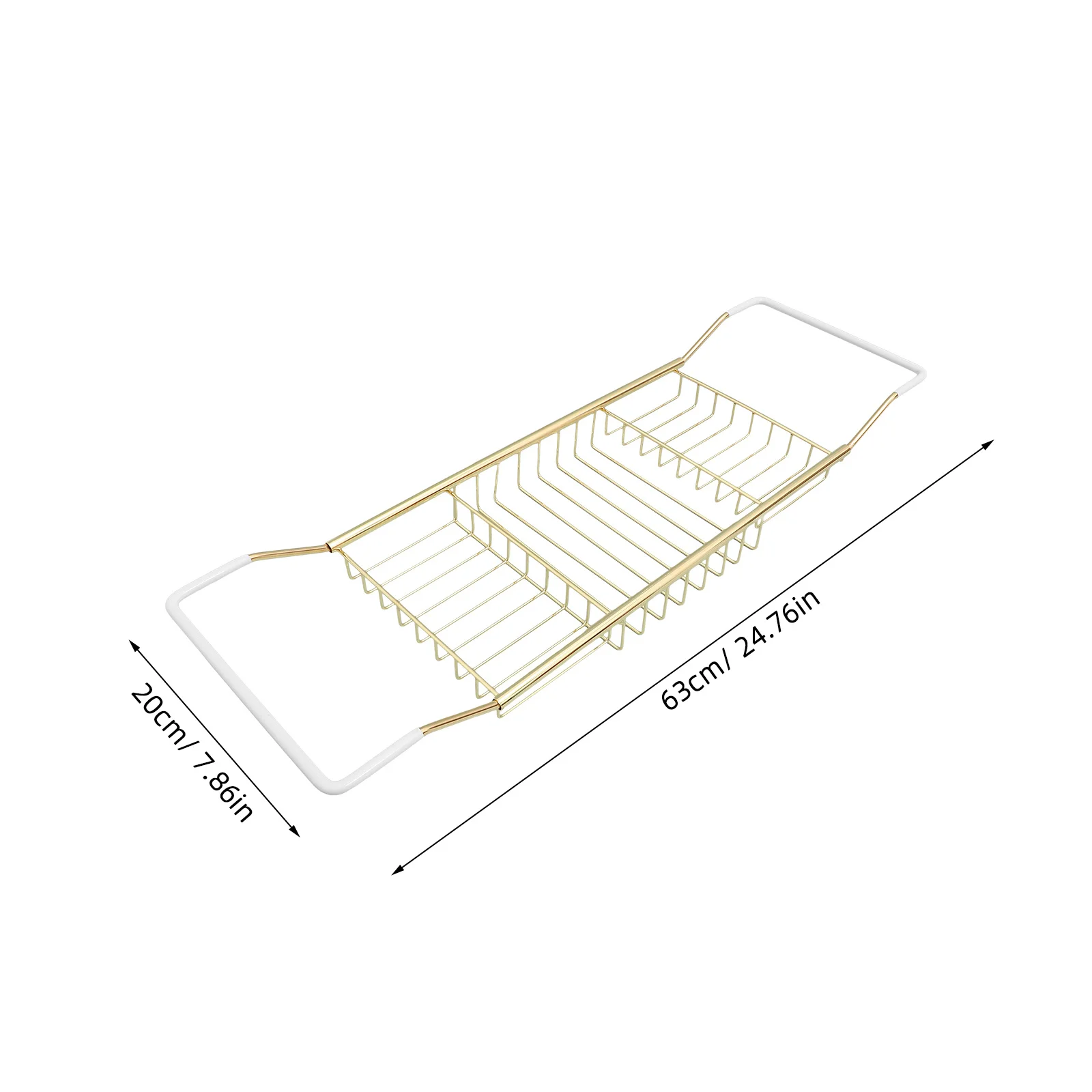 قابل للتعديل الفولاذ المقاوم للصدأ حوض الاستحمام الرف تلسكوبي المضادة للانزلاق التخزين المنظم حامل صينية للهاتف كتاب اللوحي كأس للنبيذ #4