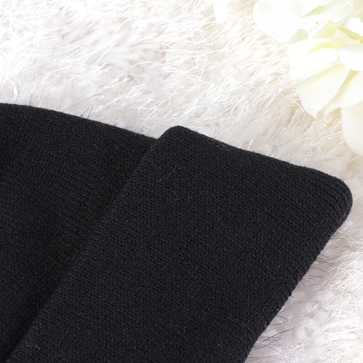 

Black Knitted Thermal Beanie Hat Peaked Cap Insulated Warm Winter Thick Cable Knit Outdoor Sports Peaked Cap Knitted Hat