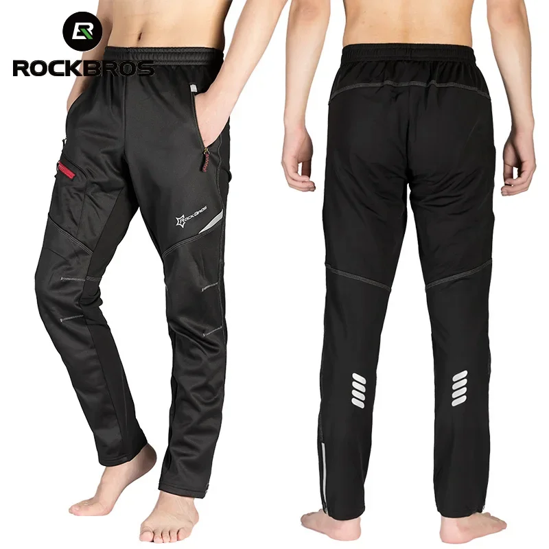 

ROCKBROS Winter Bike Pants Men Women Thermal Warm Long Cycling Pants Fleece Reflective Windproof MTB Sports Bicycle Trousers