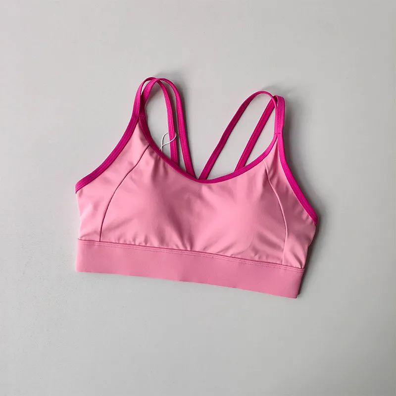 Hochintensiver Fitness-Sport-BH, stoßfest, verhindert Durchhängen, integrierter Stil, Laufunterwäsche, Kontrast-Weste-Top für Frauen – Detail 3