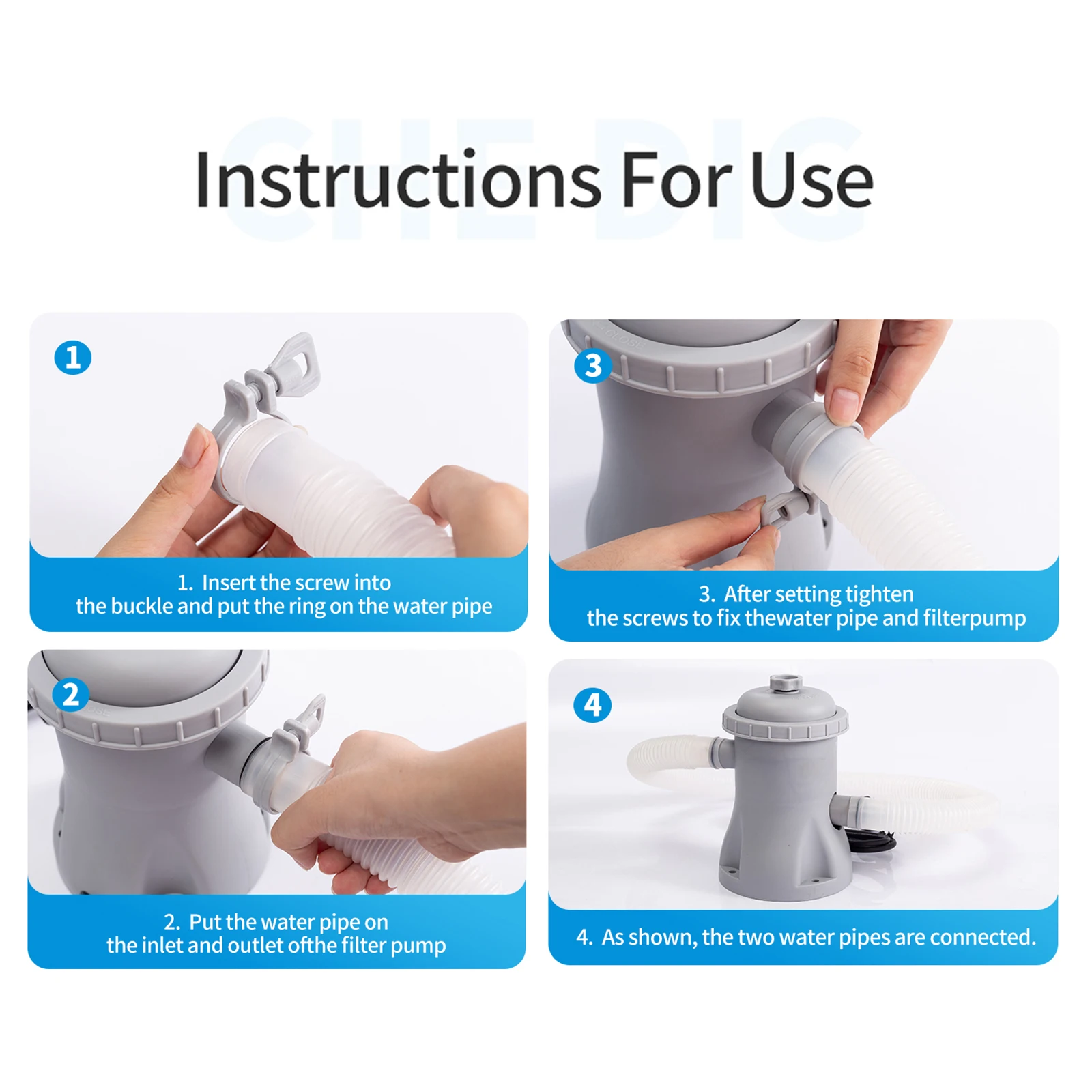 Pool Filter Pump 330 GPH Paddling Pool Electric Water Pump With2 Pool Filter Cartridge Pool Pumps Above Ground Small Pool Filter