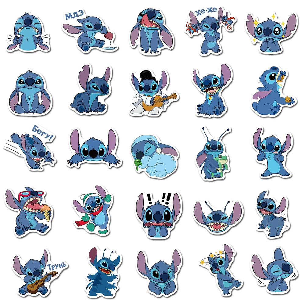 50pcs Cute Disney Cartoon Stitch Stickers for Kids Kawaii Anime Decals Graffiti Laptop Skateboard Phone Sticker Toys