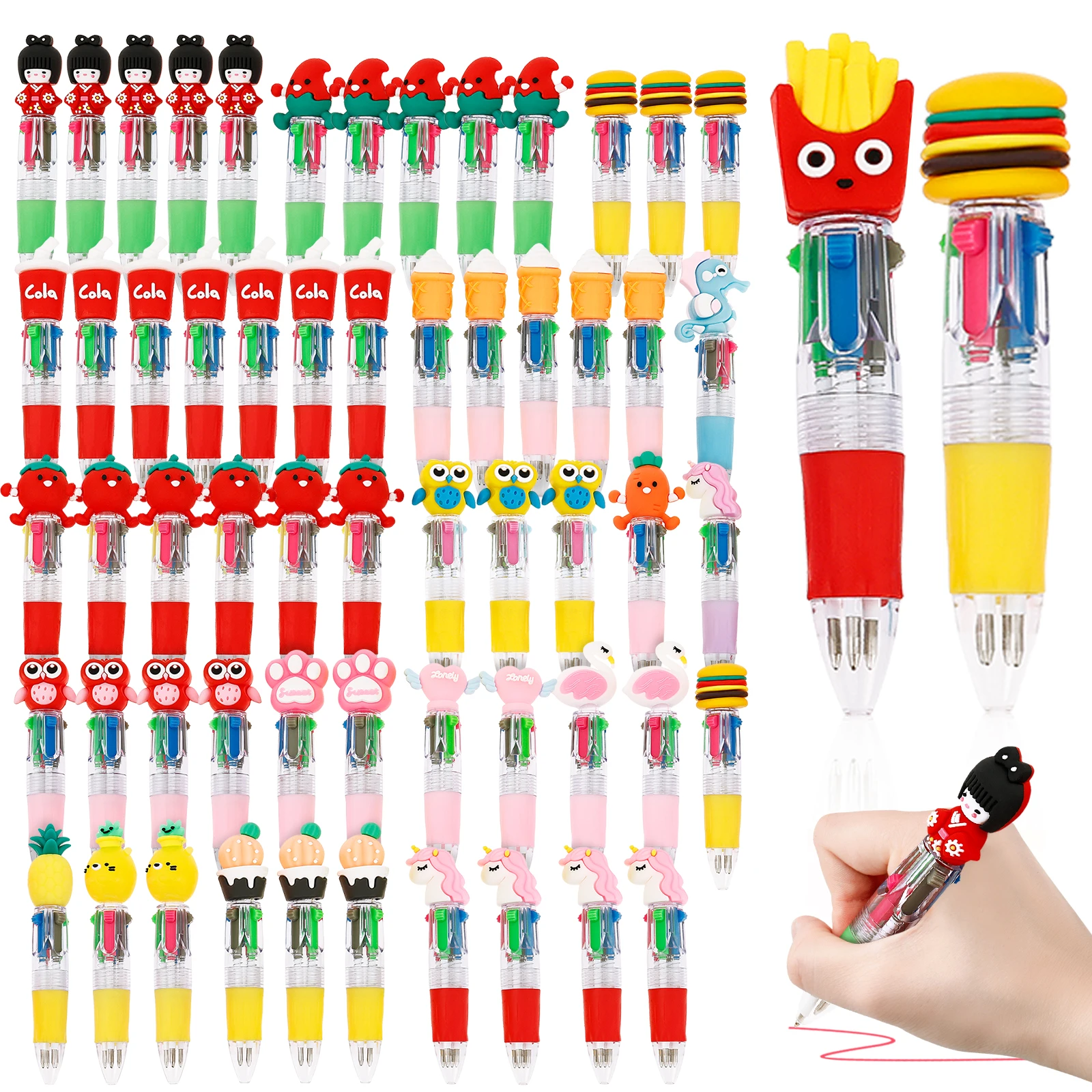 

60 Pcs Multi-color Pen in One Kid 4 in 1 Colors Retractable Ballpoint Pen Cute Ballpoint Pens for Party Favor Goodie Bag Stuffer