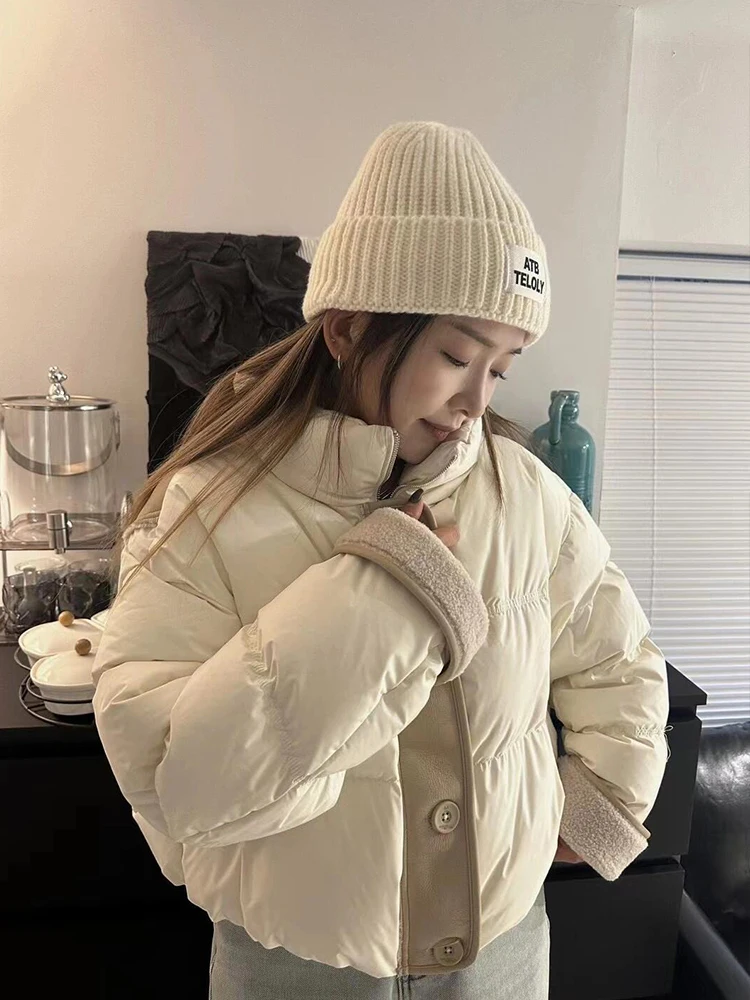 سترة نسائية بتصميم ربط من فراء الخروف باللون الأبيض سترة شتوية عصرية جديدة سميكة ودافئة اللون تحجب أسفل سترة