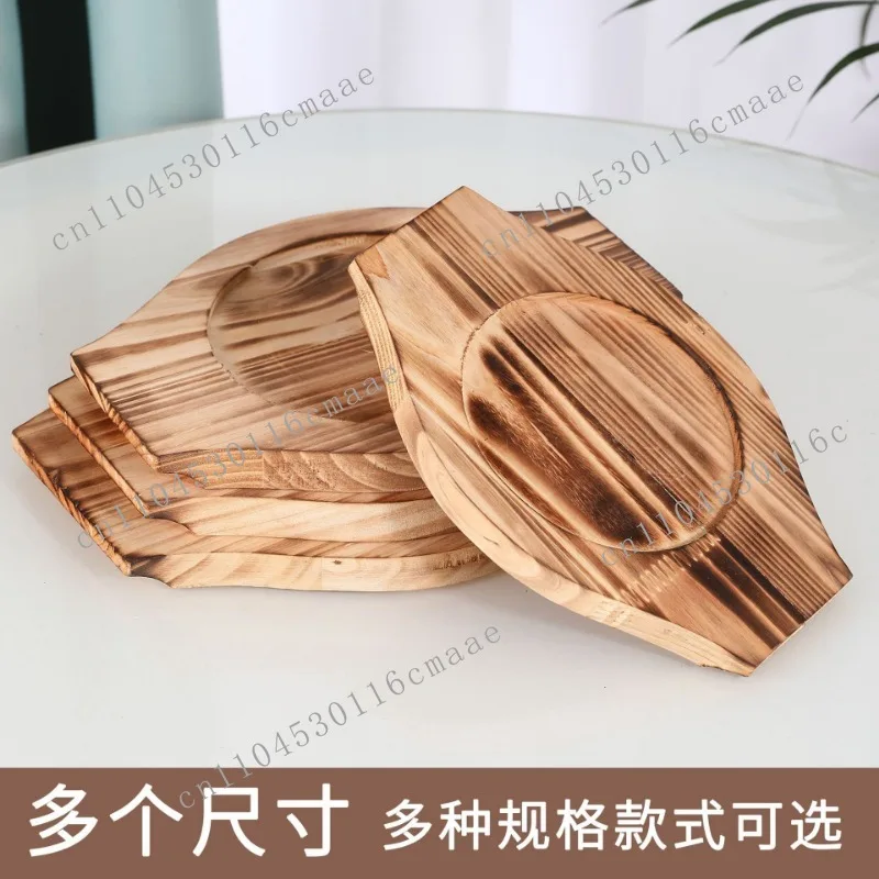 Stone pot table mat Wooden Thickened teppanyaki  Wooden bowl  Heat-resistant bracket Heat-insulating wooden board