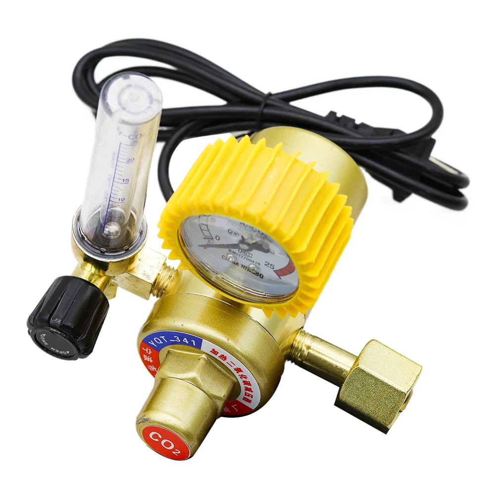 36/110/220V CO2 Pressure Regulator Carbon Dioxide Pressure Reducer Heated Pressure Gauge Meter Flowmeter For MIG/TIG Welding