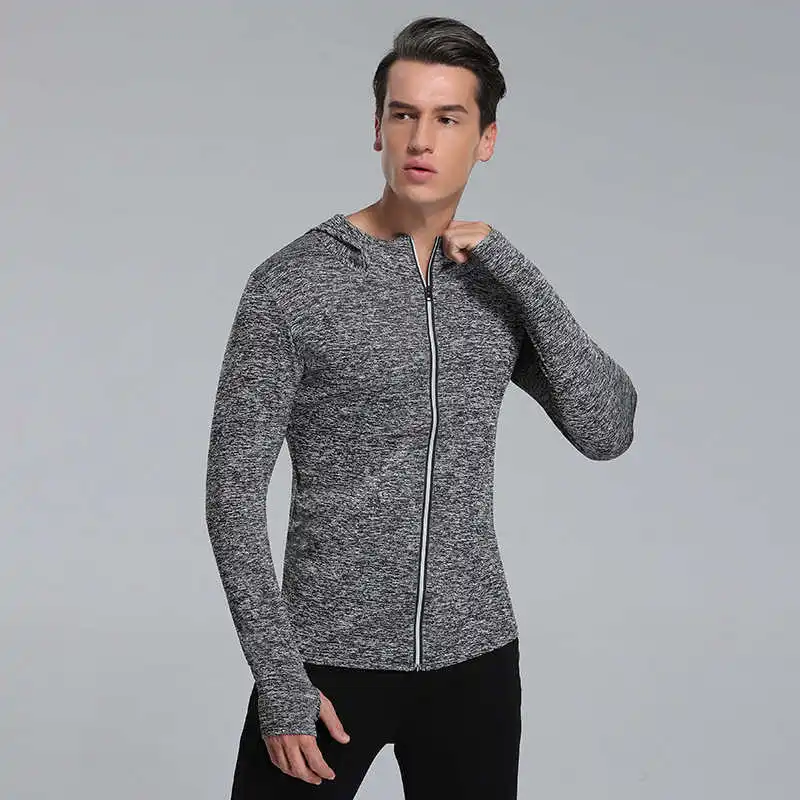 T-shirt fitness da corsa da uomo a maniche lunghe maglione camicia sportiva ad asciugatura rapida felpa con cappuccio da uomo cappotto da palestra a