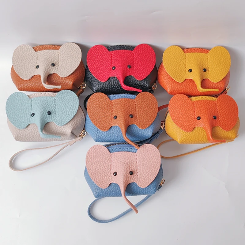 PU-Leder Baby Kreativer Kartenhalter Aufbewahrung Lippenstift-Etui Elefanten-Münzbörse Damen-Taschenanhänger Reißverschluss-Geldbeutel