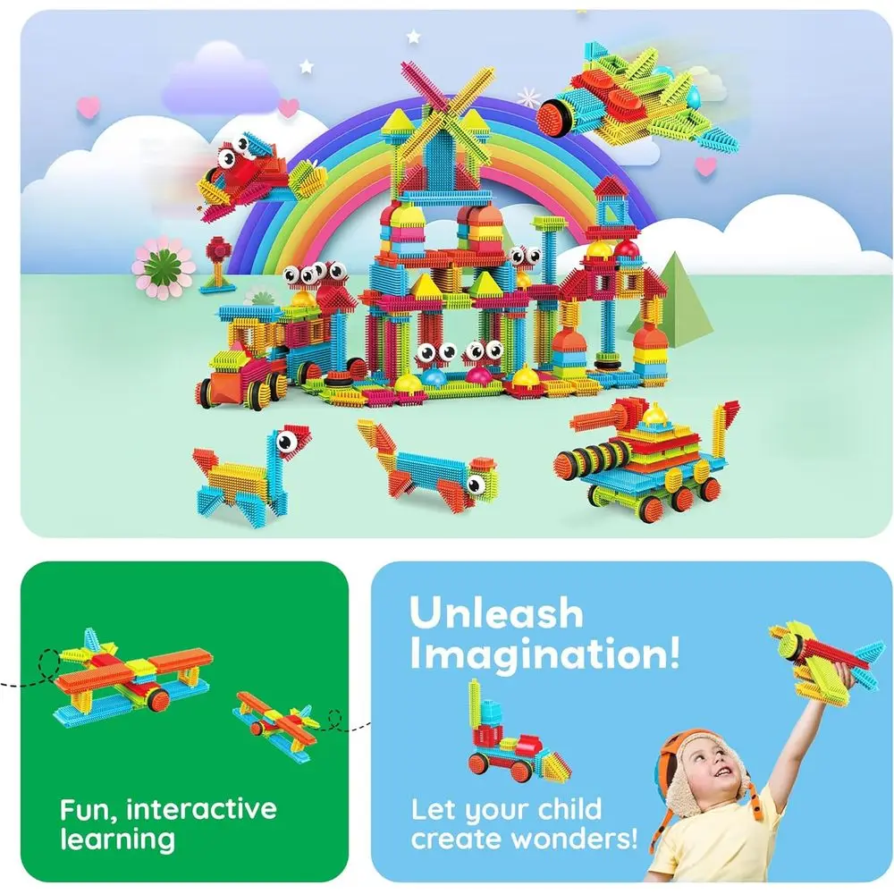 Blocos de construção 3D de 240 peças com tema de ouriço para aprendizagem a vapor e brincadeiras sensoriais, presente ideal para maiores de 3 anos