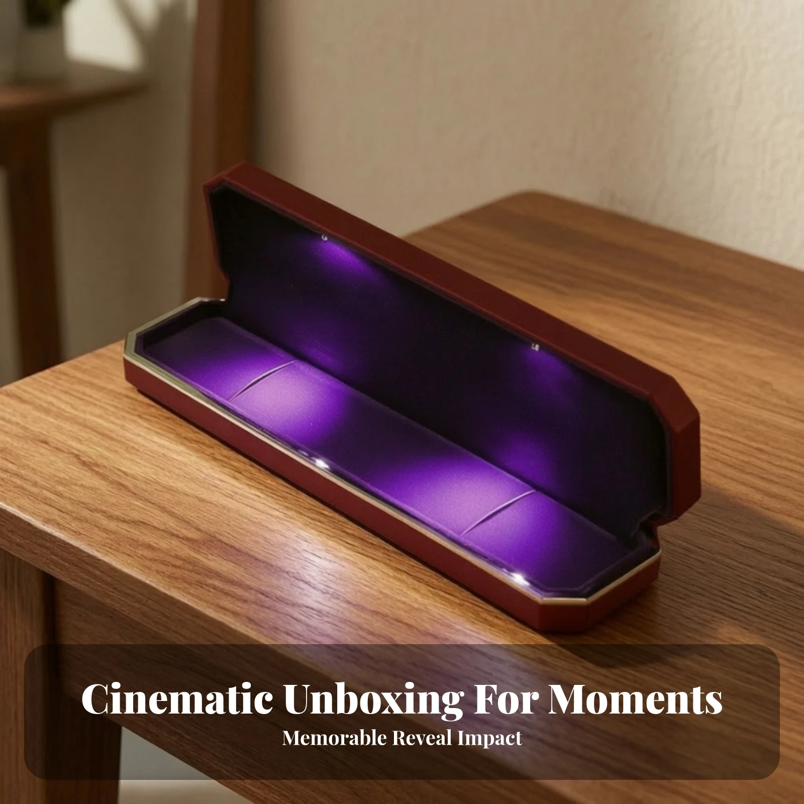 Bracelet Box with LED Premium Jewelry Box with LED Light Octagonal Jewelry Case Sleek Secure for Gift Giving, Proposals
