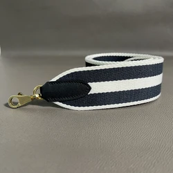 New 5cm Wide Striped High-Quality Canvas Strap Paired With Cowhide Material Hand Sewn Suitable For Kelly Bag Shoulder Straps