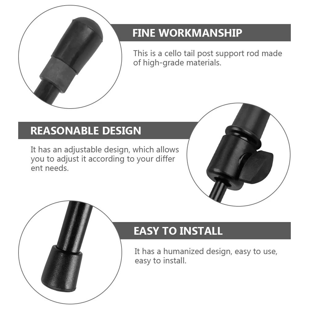 

Black Carbon Fiber Cello Endpin Support Tool Adjustable Non-Slip Rubber Ring Long Lasting Professional Practical