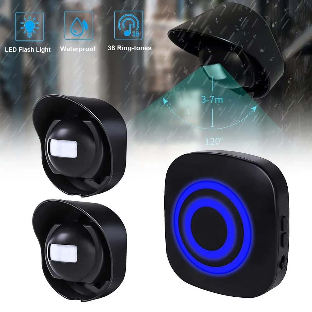 Wireless PIR Motion Sensor Doorbell Detector Security Door Chime for Shop Store Office Home Front Door Entry Welcome Doorbell