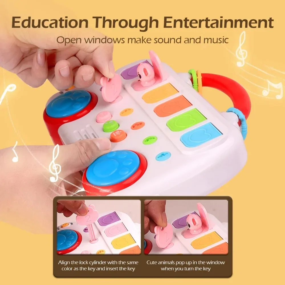Engraçado aprendizagem brinquedo educativo sensorial fino habilidade motora treinamento imprensa puxar clique animal botão do carro brinquedos educativos para infantil