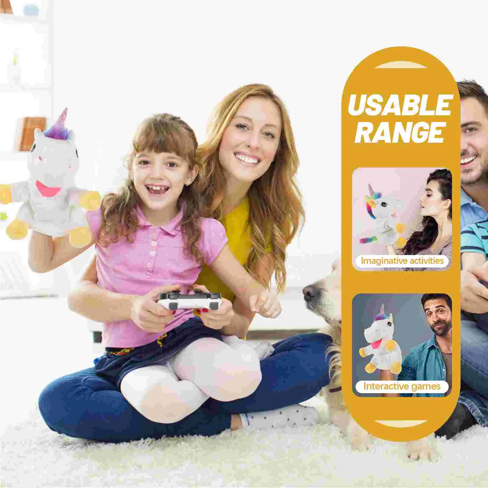 Marioneta de mano de unicornio de juguete para bebé para niños conejo decorativo blanco narración realista