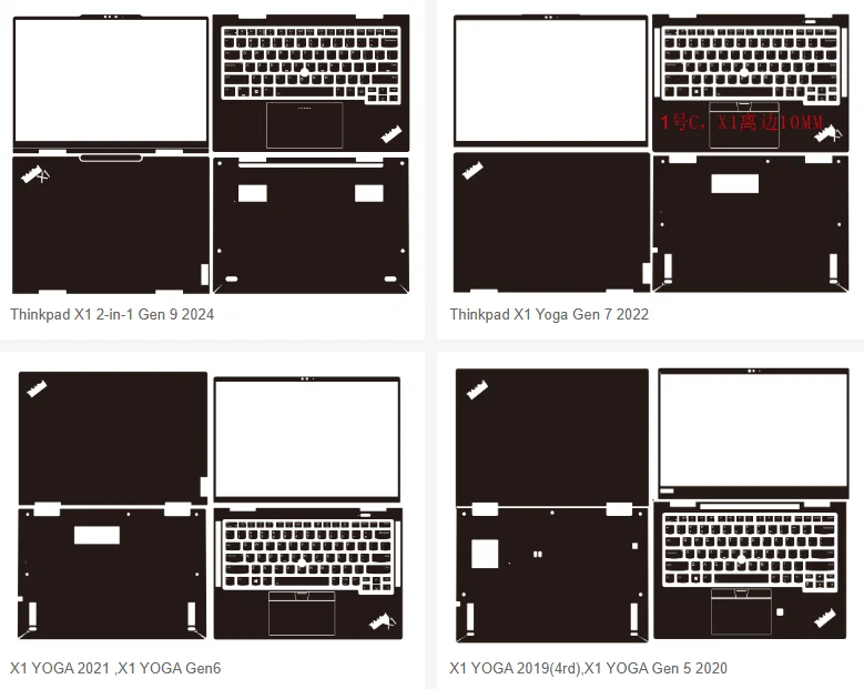 Für Lenovo Thinkpad X1 Yoga Gen 9 8 7 6 5 4 3 2 1 Vinyl-Aufkleber für Thinkpad X1 Yoga 2024 2023 2022 2021 Laptop-Aufkleberfolie
