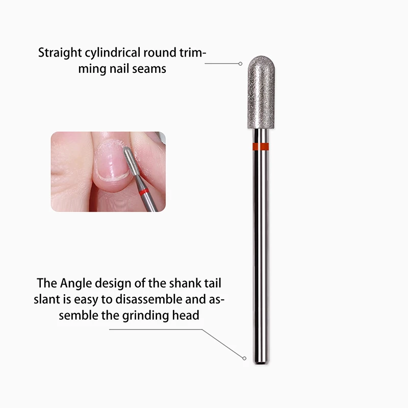 F Tooth Diamond Nail Polishing Head For Manicure, Removing Exfoliating Nail Drill Bits Straight Round Shape Nail Accessories