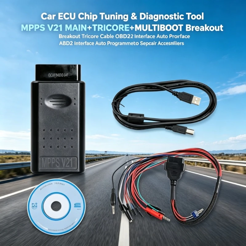 Outil de diagnostic et de réglage de la puce ECU de voiture MPPS V21 MAIN+TRICORE+MULTIBOOT, réinitialisation illimitée, câble Tricore, interface OBD2, scanner de programmation automatique, accessoires de réparation