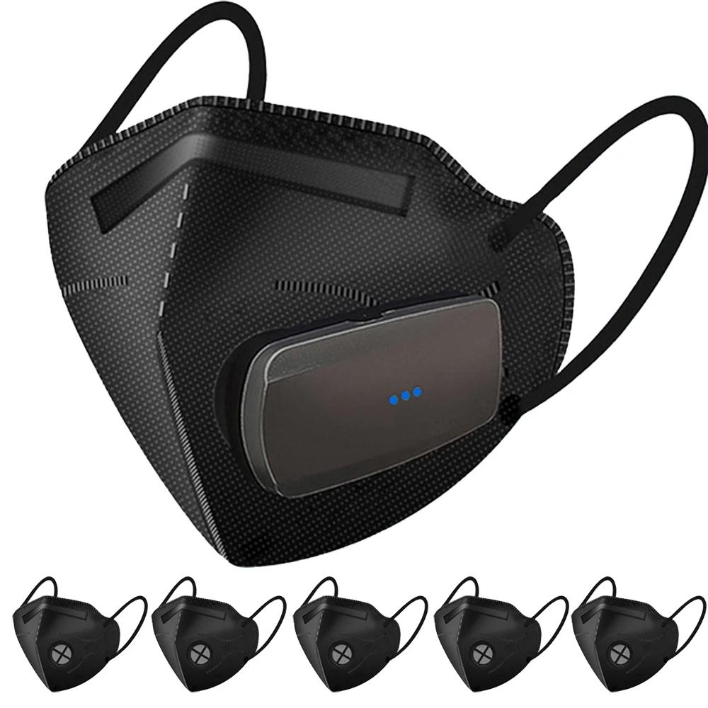 Breathe easily,Electric Exhaust KN95 Mask with Charging Fan, with 5 Filter, Replaceable Filter Respirator Mask, Dust, Pollen, Woodworking,