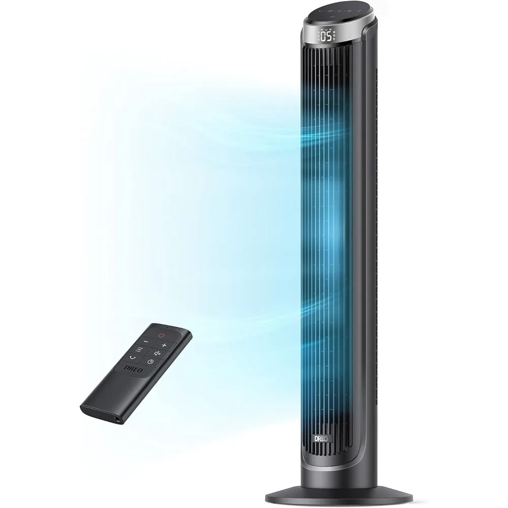 

Dreo Tower Fans for Bedroom, 90° Oscillating Fans for indoors, 4 Modes 5 Speeds Max 26ft/s, 12H Timer, LED Display with Touch