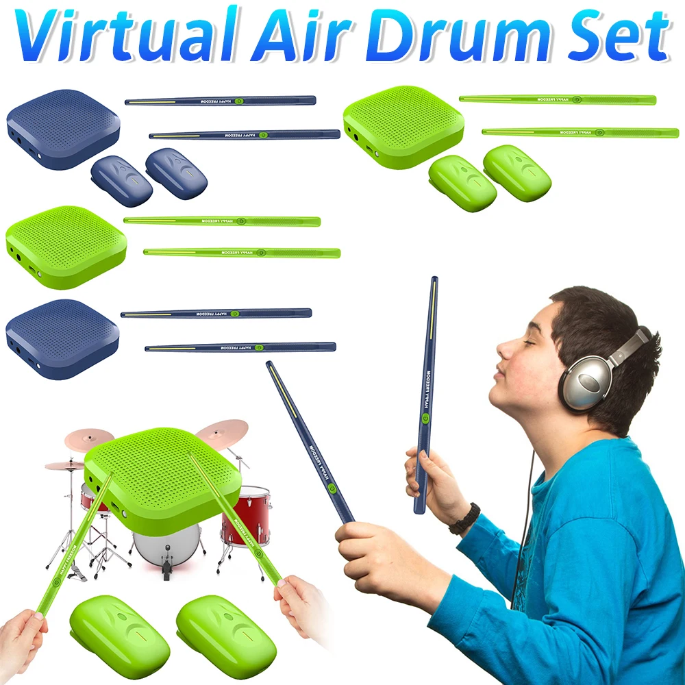 

Электрическая виртуальная воздушная барабанная установка, портативная беспроводная умная барабанная установка с педалью, барабанные палочки, музыкальный инструмент для детей, взрослых, начинающих