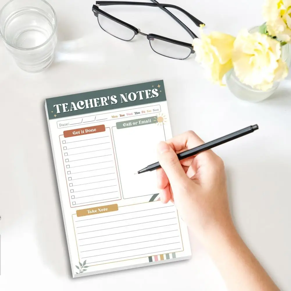 教師向けカスタマイズ可能なプランナー ボヘミアンレインボー教師用メモ帳 感謝の贈り物 教育者向け未就学児向けToDoリスト