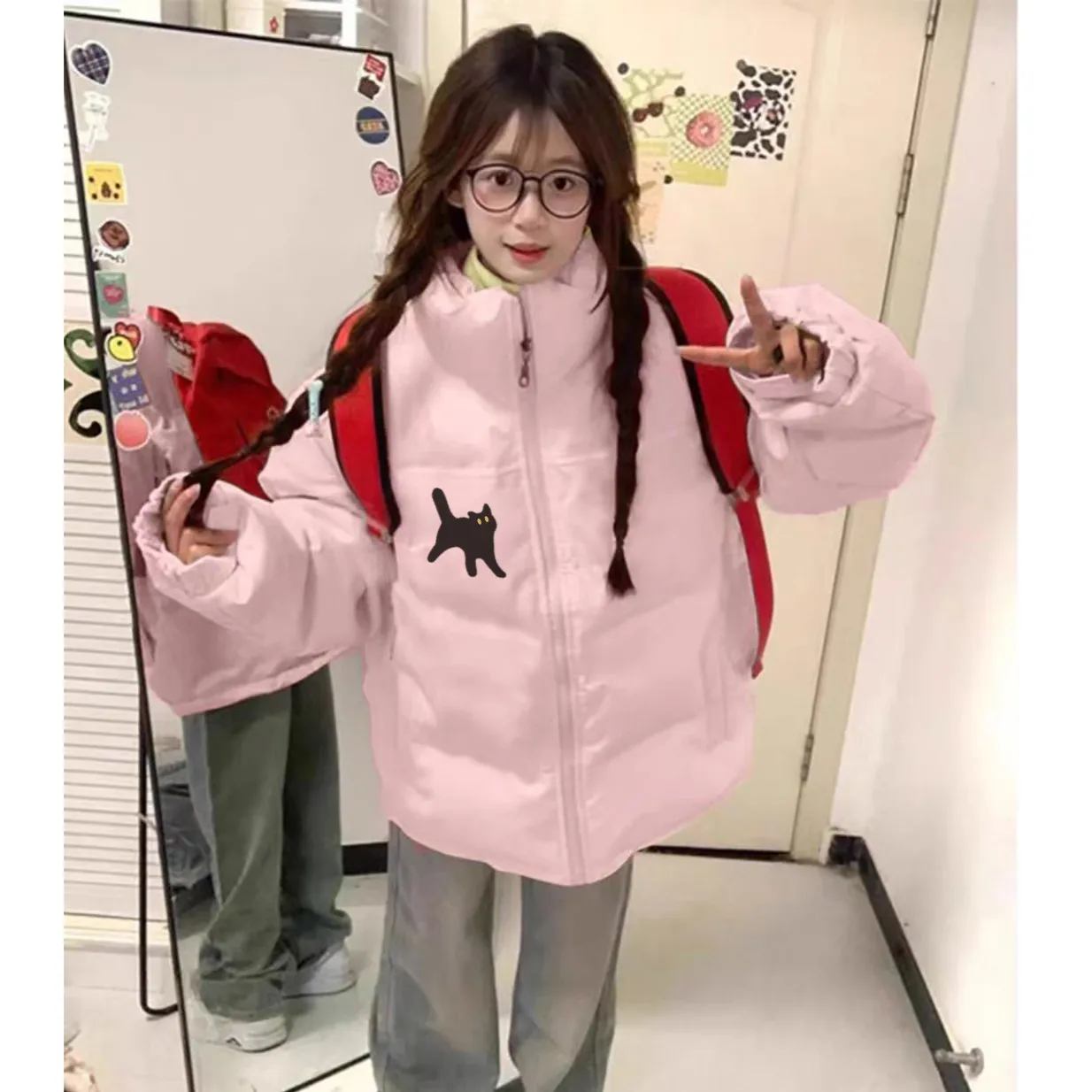 

Парка женская с меховым воротником, с секционным дизайном, раздельной конструкцией и отдельными отделениями