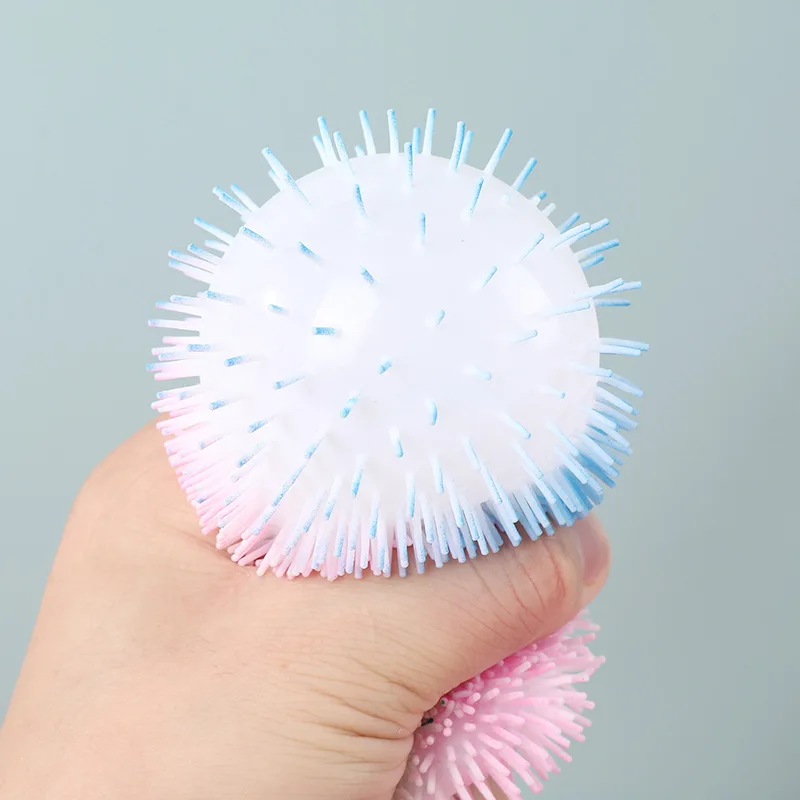 Squishy Flash Macaron Squeeze Fur Ball Cute Pinch Funny Glowing Furry Ball Sensory Fidget Kids Decompression Toy Party Gift