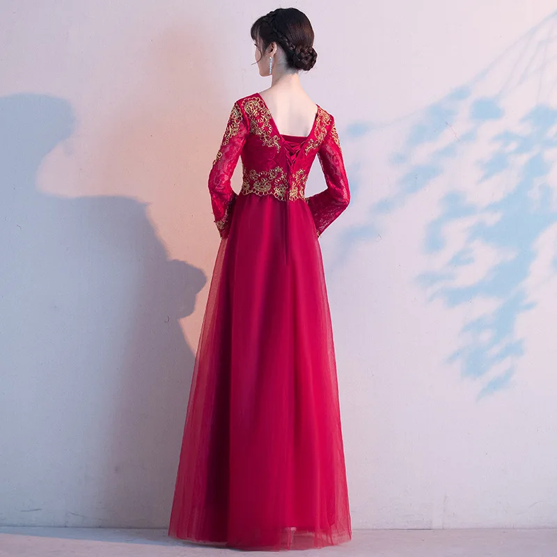 TOAST Abbigliamento Autunno Vita alta plus Size Copertura della pancia Abito da sposa a maniche lunghe Sposa Tostatura da donna