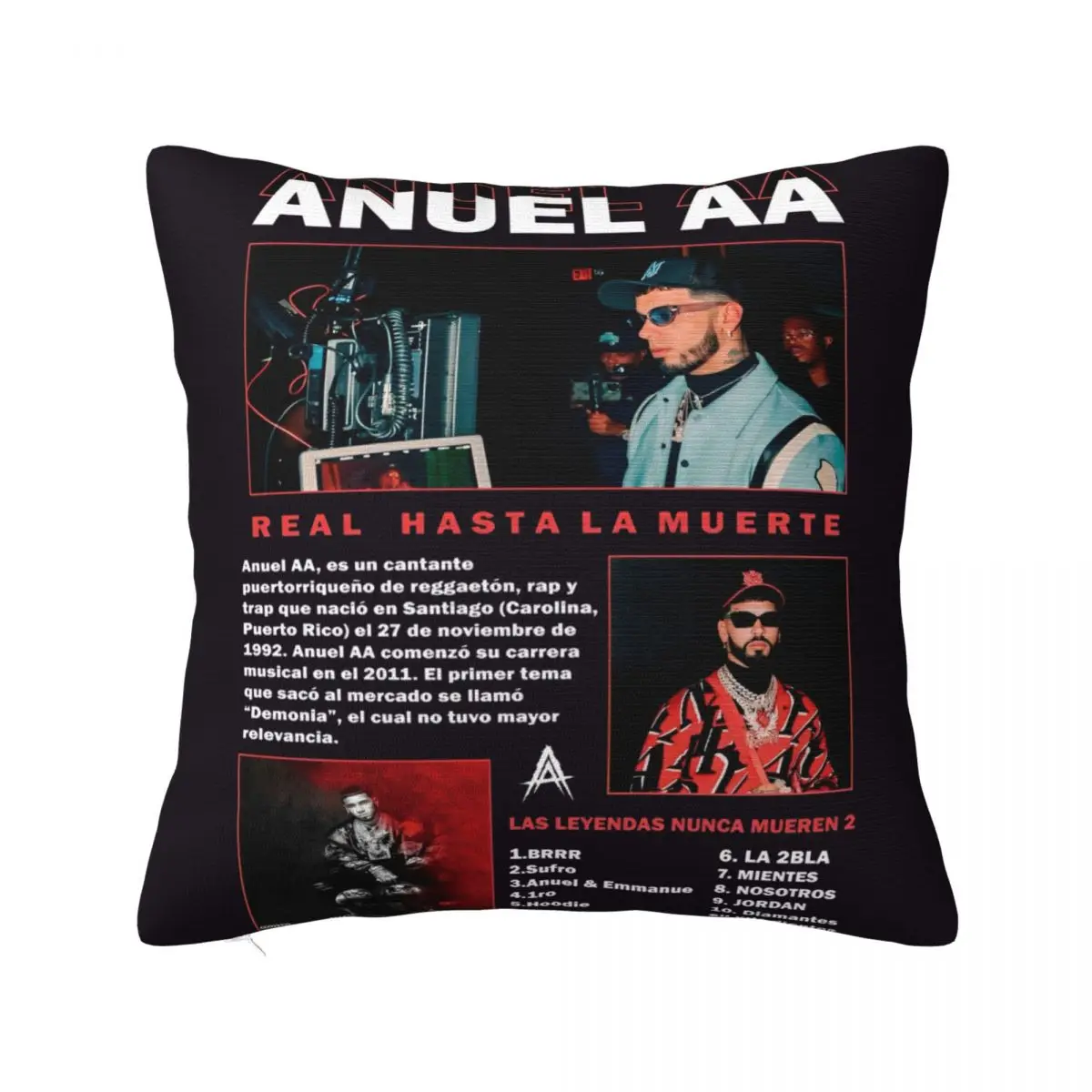 Seat Decorations Anuel AA Rapper Music Rap Pillowcases Stuff Pillow Cover Zipper Multi Size