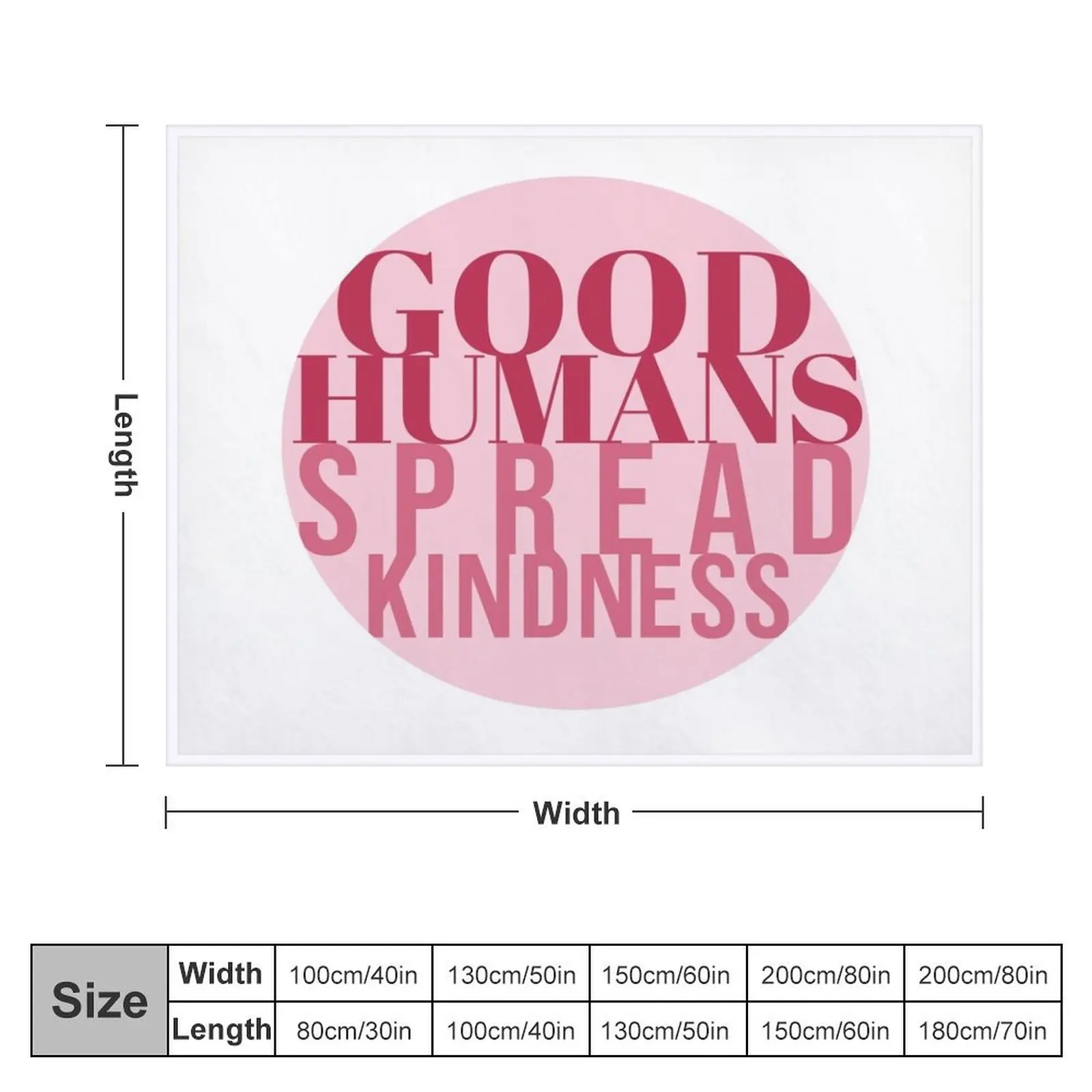 Good Humans Spread Kindness pink and magenta quote Throw Blanket Luxury Brand Beautifuls Blankets