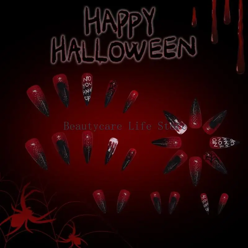 652c amandel valse nagellijsten op nagelstick op nagel Halloween -druk op nagel vrouwen