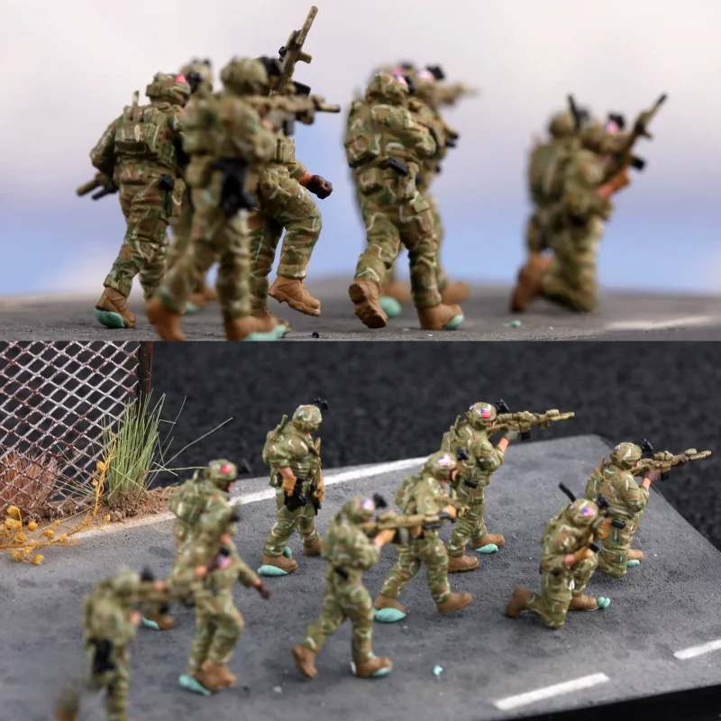 

1:72 Scale Model Painted Resin 9Pcs American US Rangers Special Operations Group Soldier Figure DIY Scene Accessory Collection