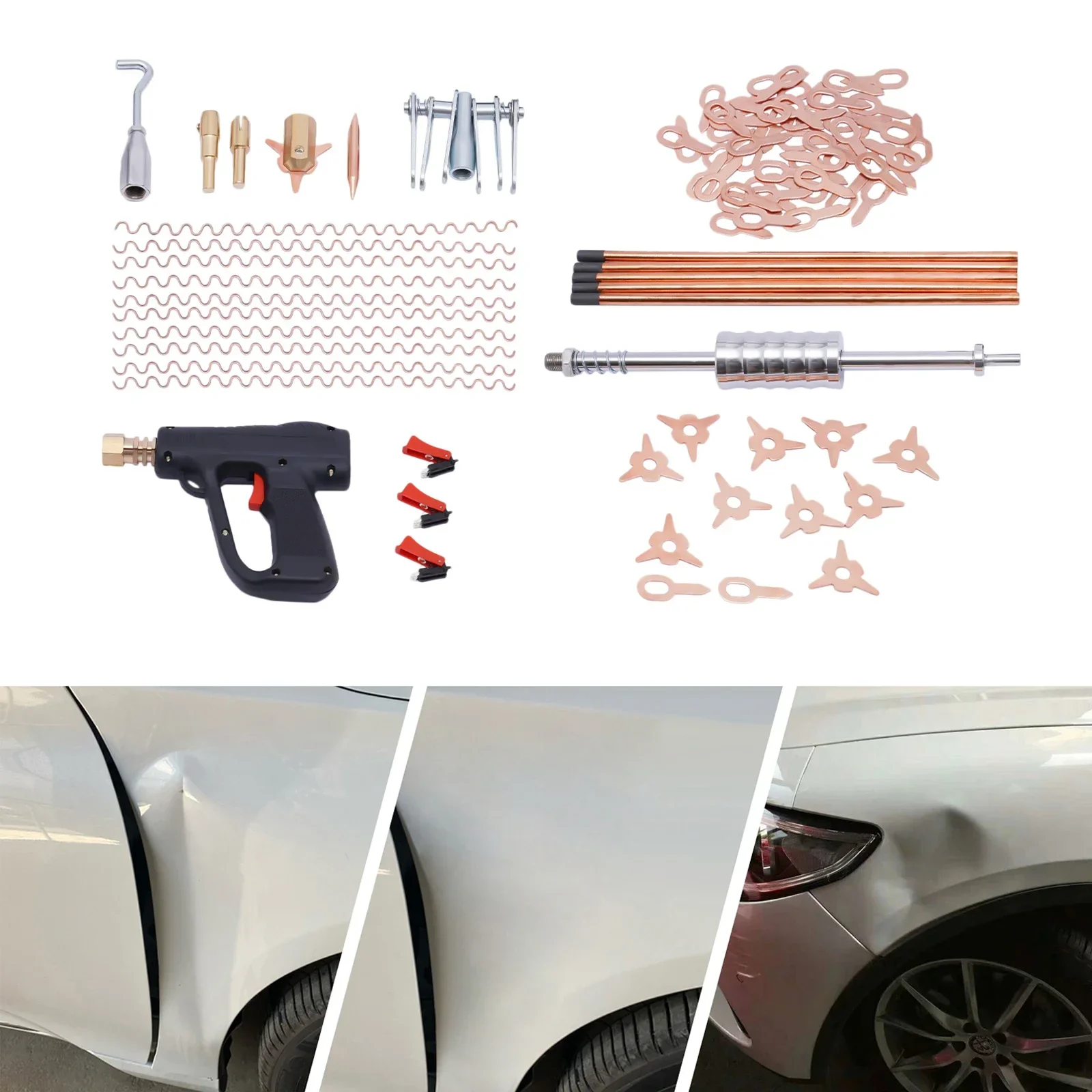 

Набор для сварки вмятин автомобиля, 86 шт., инструмент для удаления вмятин с металлической поверхностью, инструмент для удаления вмятин на кузове с молотком для ремонта автомобилей/дома