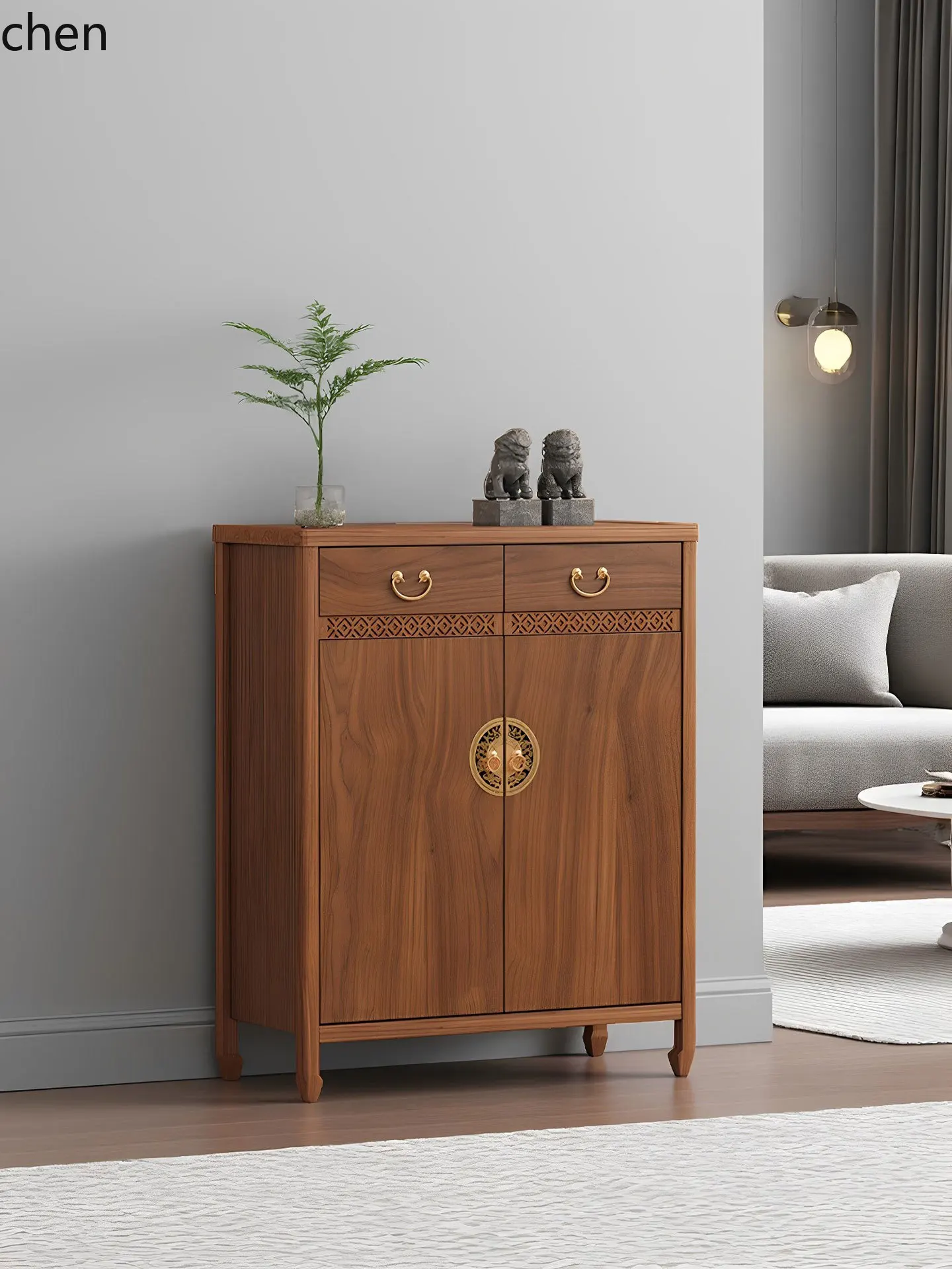 

YXY Solid Wood Shoe Cabinet Living Room Entrance Hallway Entryway Storage Large Capacity Wall-Mounted Integrated Cabinet