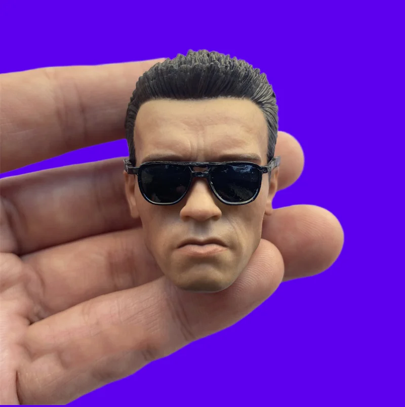 In Stock For Sale 1/6th Terminator Arnold Schwarzenegger With Glasses Male Head Sculpture For Usual 12inch Doll Action Figures