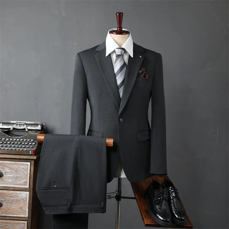 Classic Men Suit Sets Wedding Banquet Groomsman Slim Fit Blazer Pants Two Pieces Formal Activities Male Business Costumes