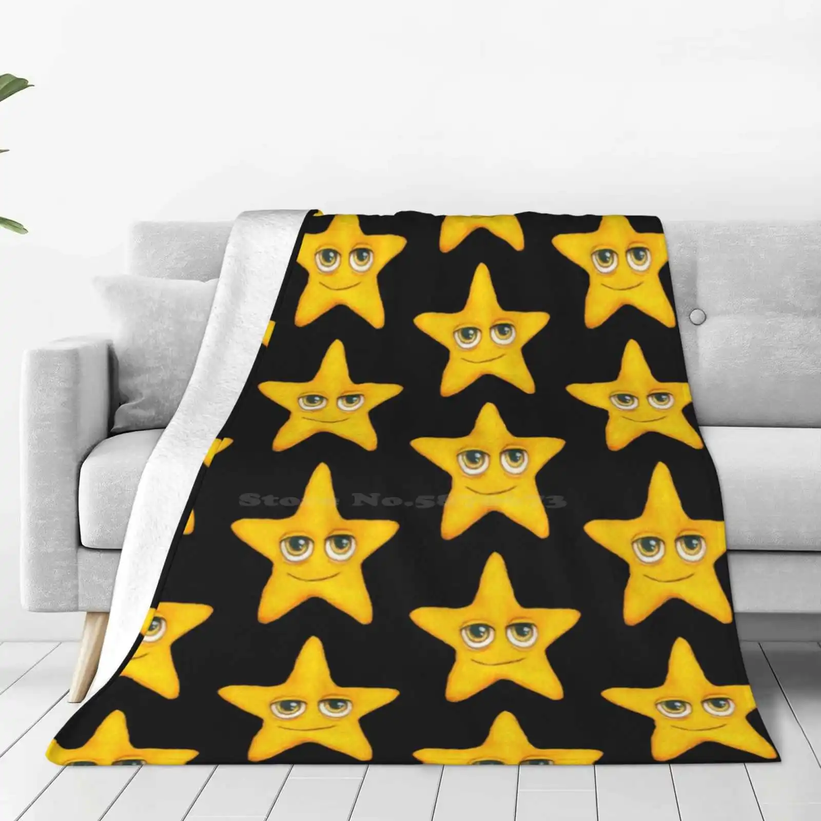 Star Fashion Soft Warm Throw Blanket Big Eyes Big Eye Art Fantasy Art Starry Merry Christmas Christmas Star Quirky Star