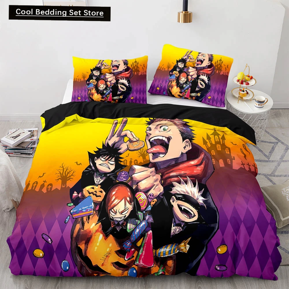 

3D Jujutsu Kaisen Bedding Set Single Twin Full Queen King Size Anime Bed Set Aldult Kawaii Kid Bedroom Duvetcover Sets 3D Print