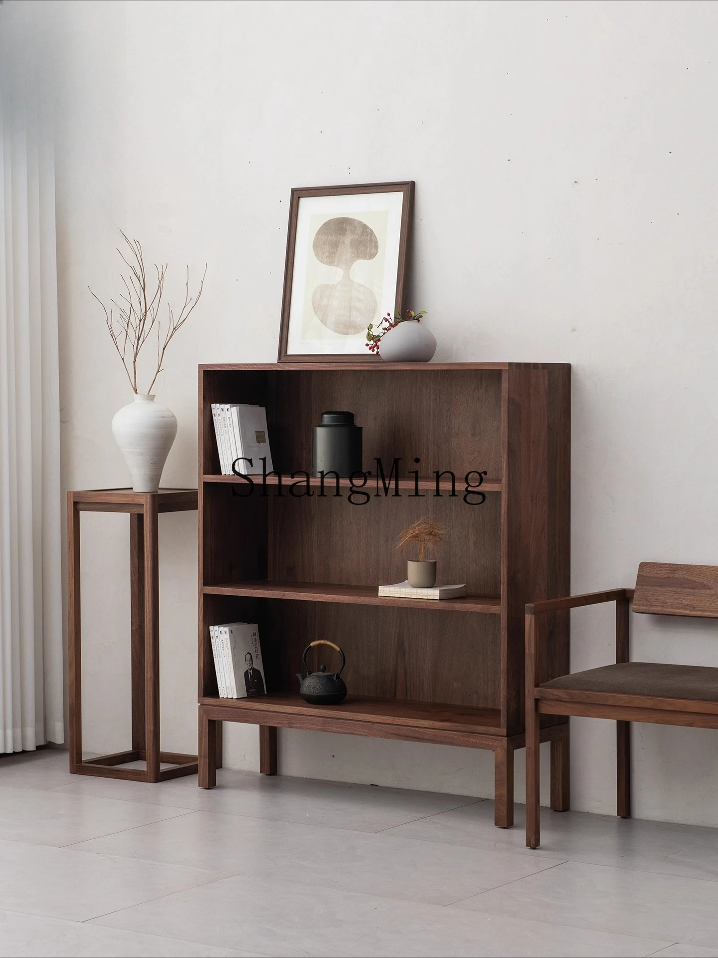 

CL tea room furniture storage rack black walnut solid wood low new Chinese tea set display cabinet