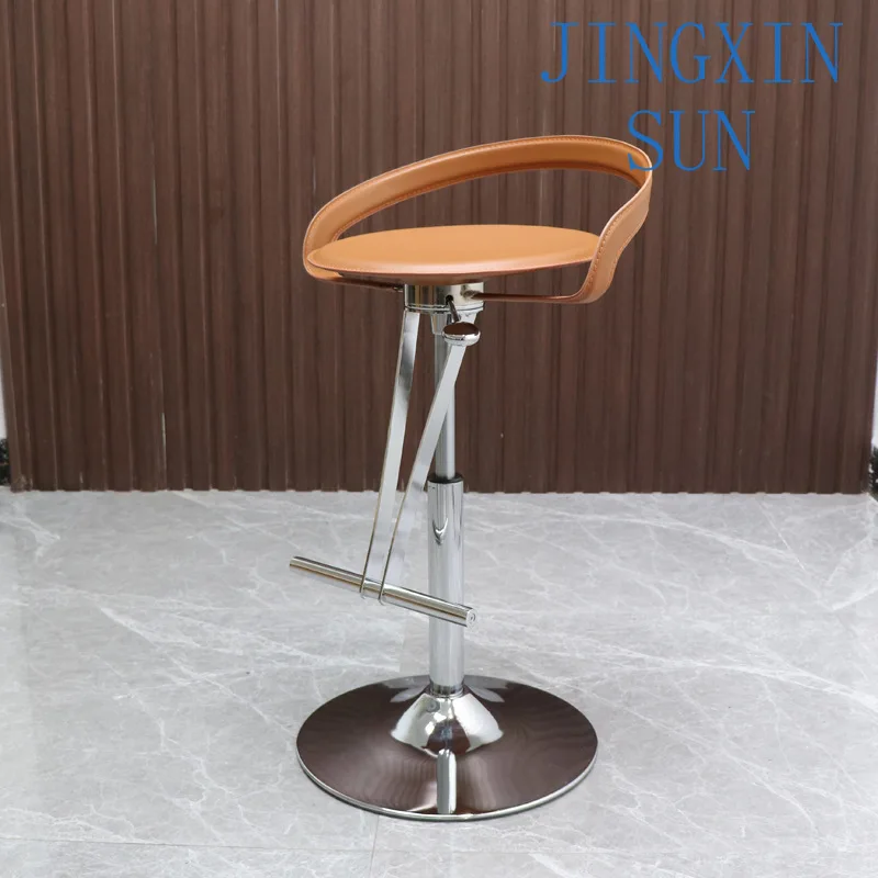 Modern high-end light luxury lifting rotating bar chair, solid base high chair
