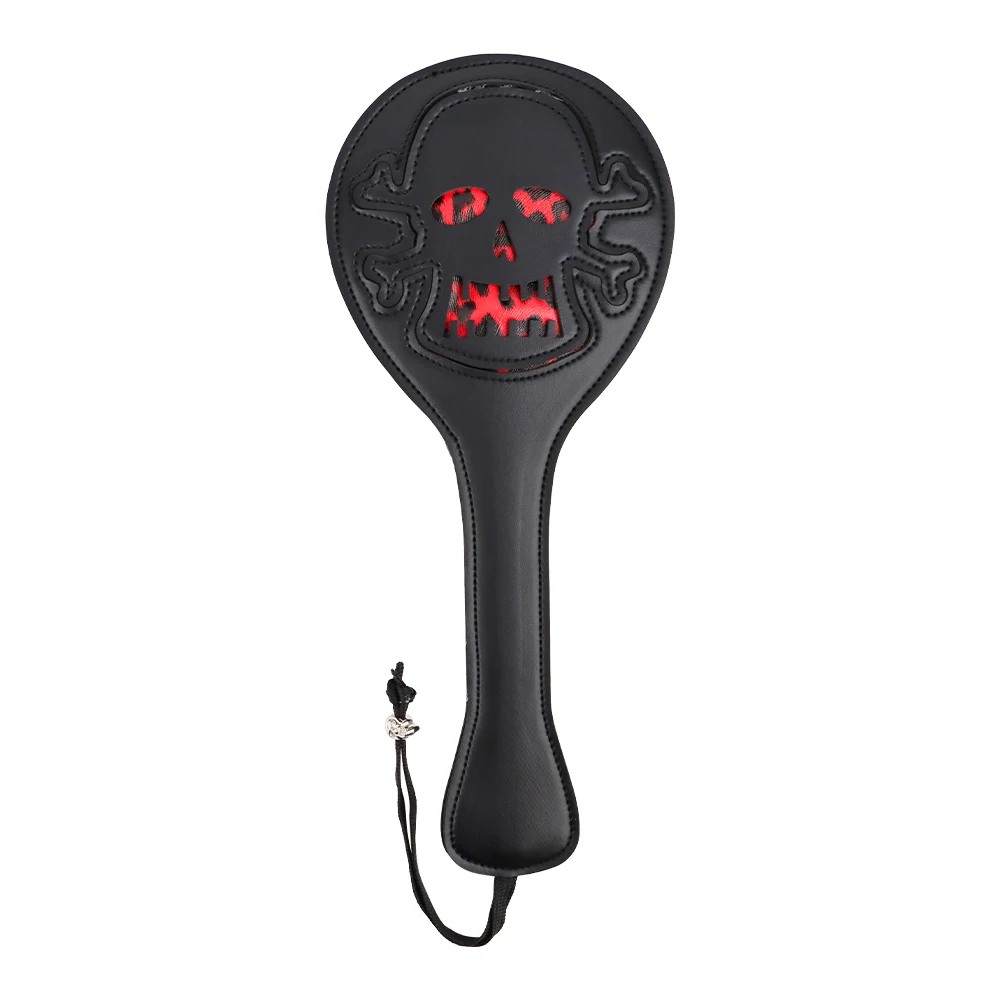 Hallowmas Skeletonized Head Spanking Paddles Ronde Lederen Slappende Paddle Slap Butt Training Tool voor Vrouwen en Koppel Rollenspel